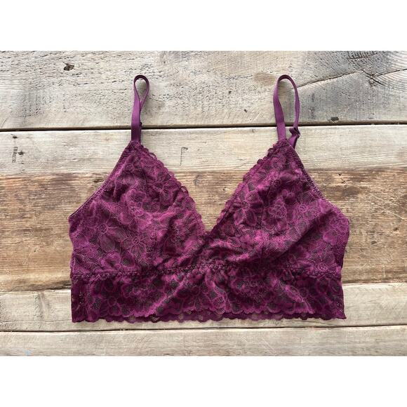 Victoria's Secret Kir Red LARGE Sexy Tee Lace Triangle Bralette Wireless Bra - Picture 1 of 2